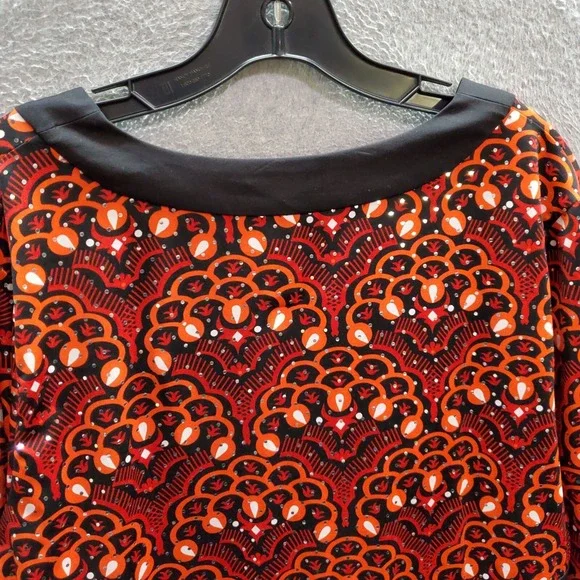 INC Women Top 1X Red Blouse Kimono Metallic Detail Faux Wrap 3/4 Sleeve Tunic - Picture 5 of 7